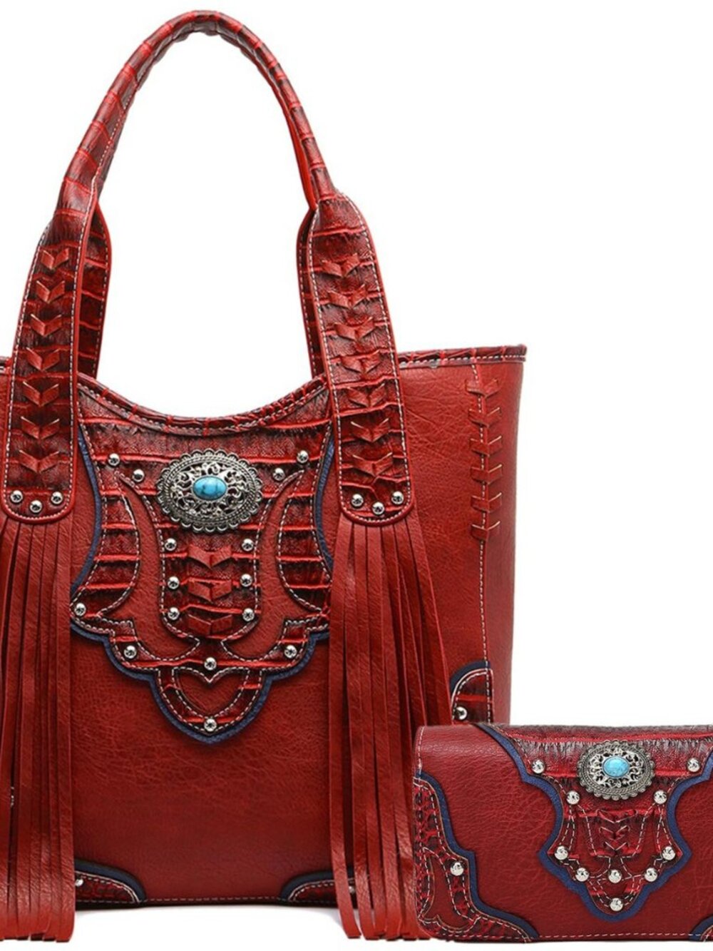 Western Country Fringe Totes Purse and Wallet Set for Women